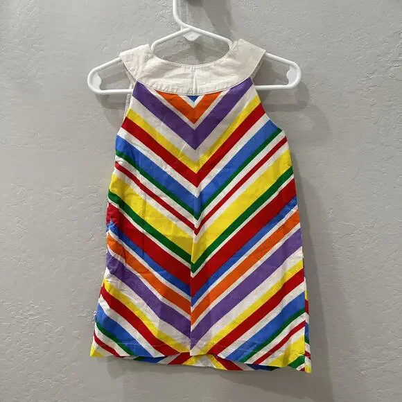 Little Bird by Jools Oliver Retro Rainbow Stripe Collar Dress - Picture 8 of 8